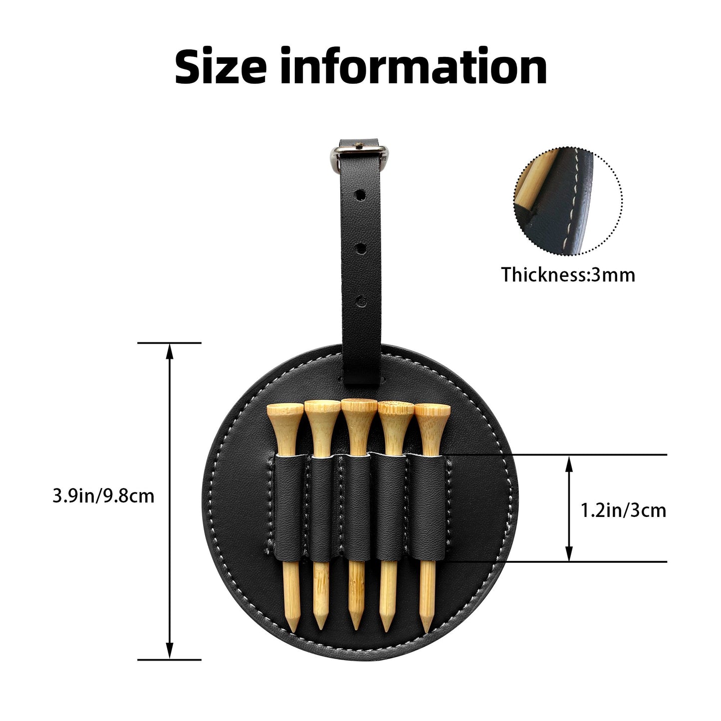 Golf Tee Storage Pouch - Compact Leather Design with Unique Patterns for Organizing Golf Tees