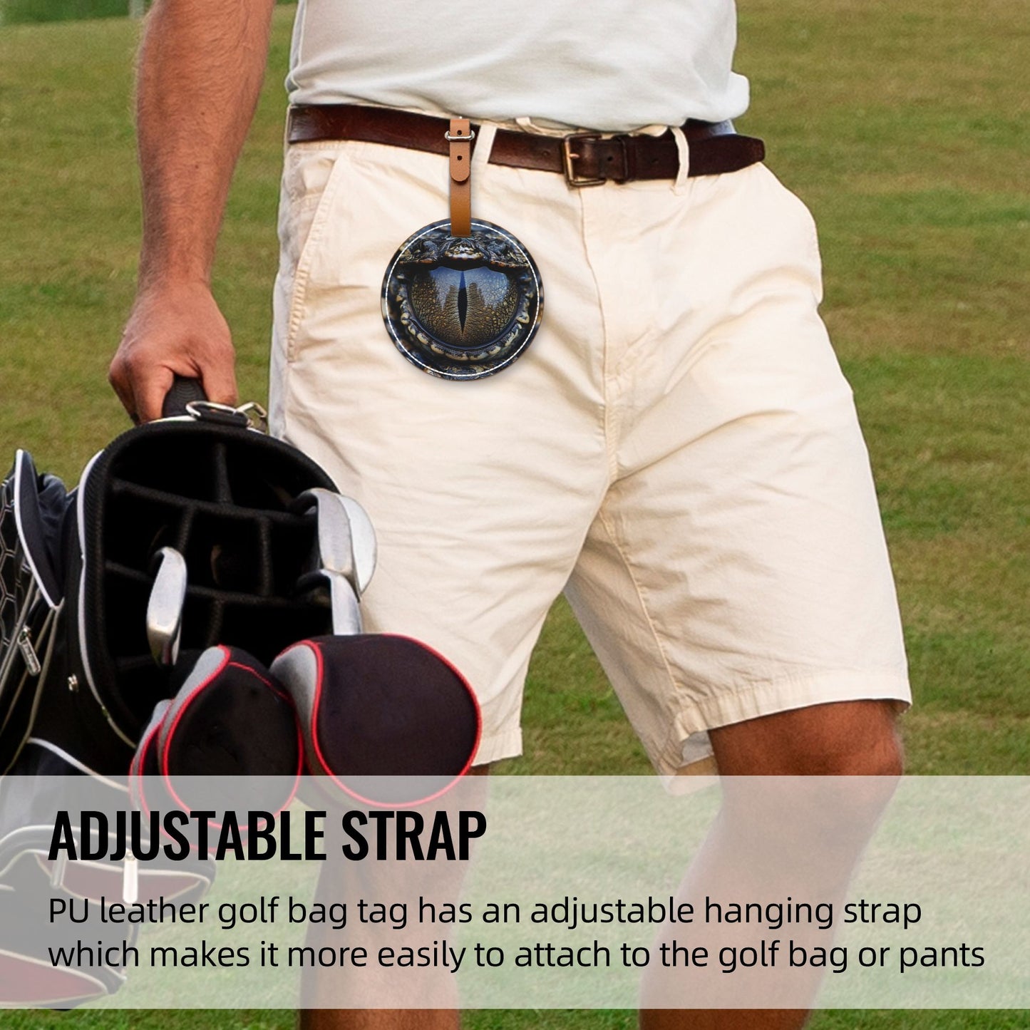 Golf Tee Storage Bag - Stylish Brown Leather Design for 5 Golf Tees