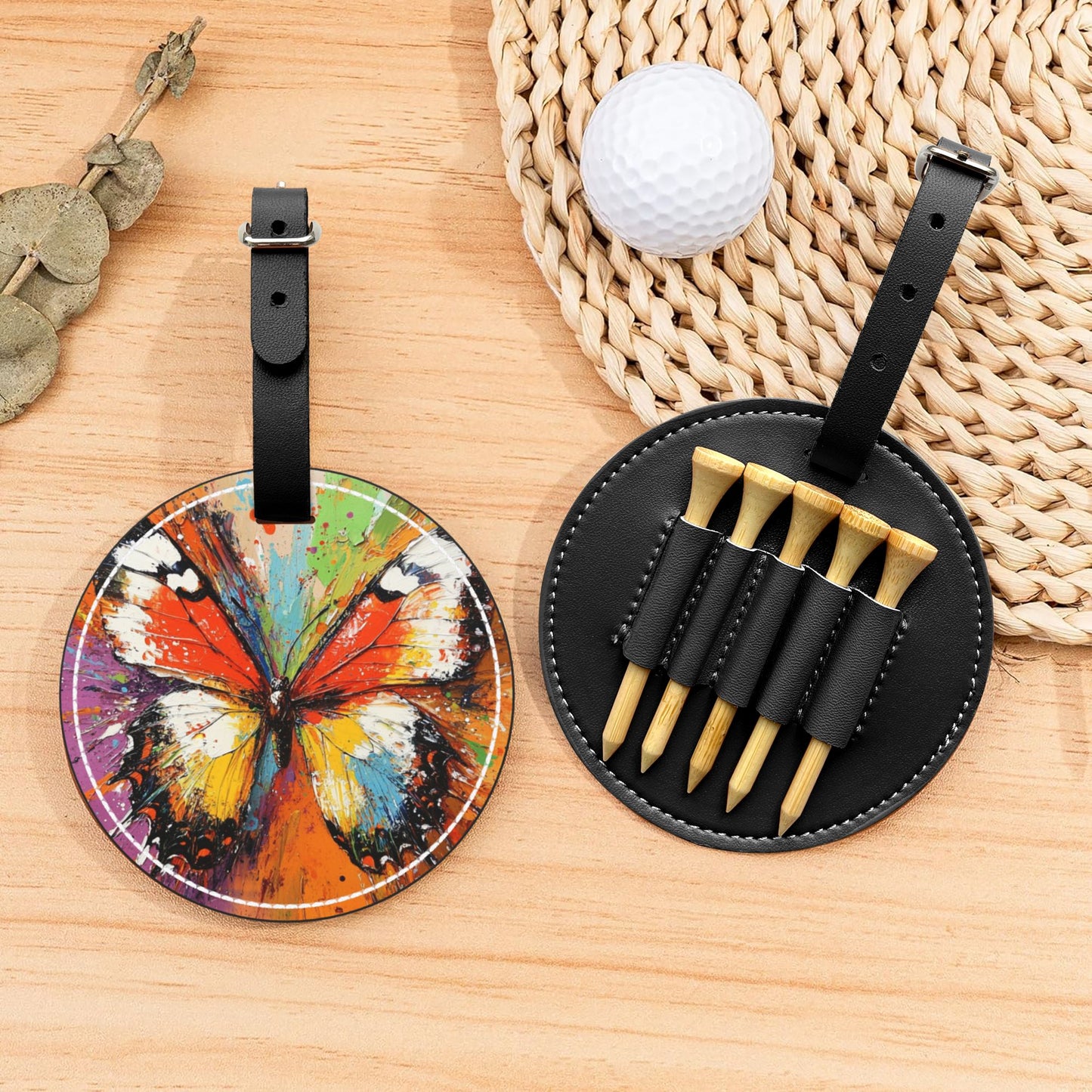 Stylish Golf Tee Storage Bag with Cute Designs, Holds 5 Tees – Leather Case for Golf Accessories