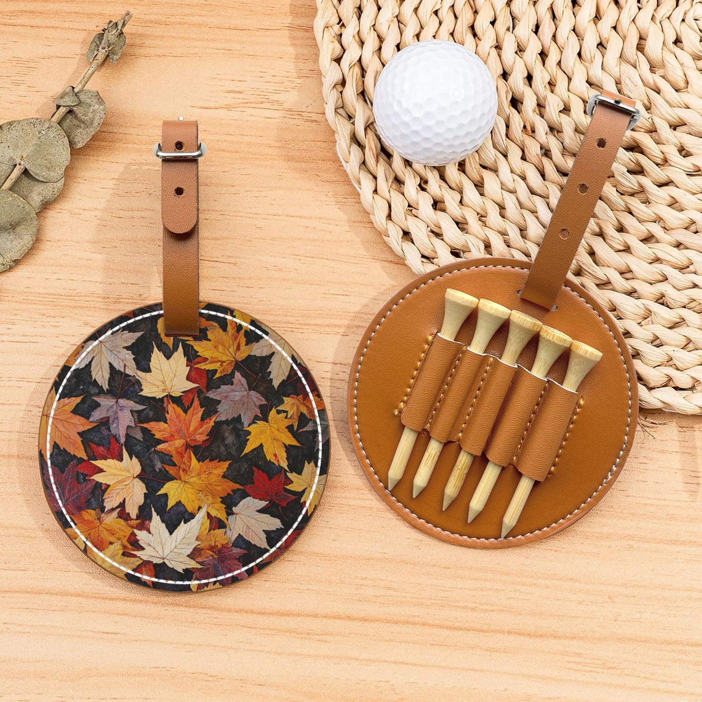 Stylish Leather Golf Tee Holder with Vibrant Design - Convenient & Practical Accessory for Golf Enthusiasts