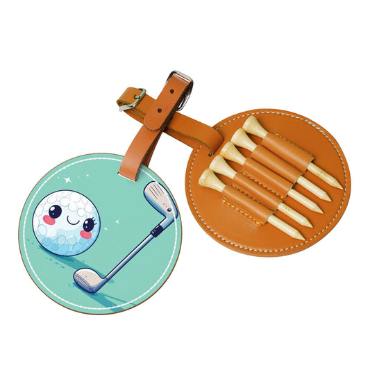Golf Tee Organizer Bag | Premium Leather Design with 5 Bamboo Golf Tees, Convenient and Stylish Golf Accessory