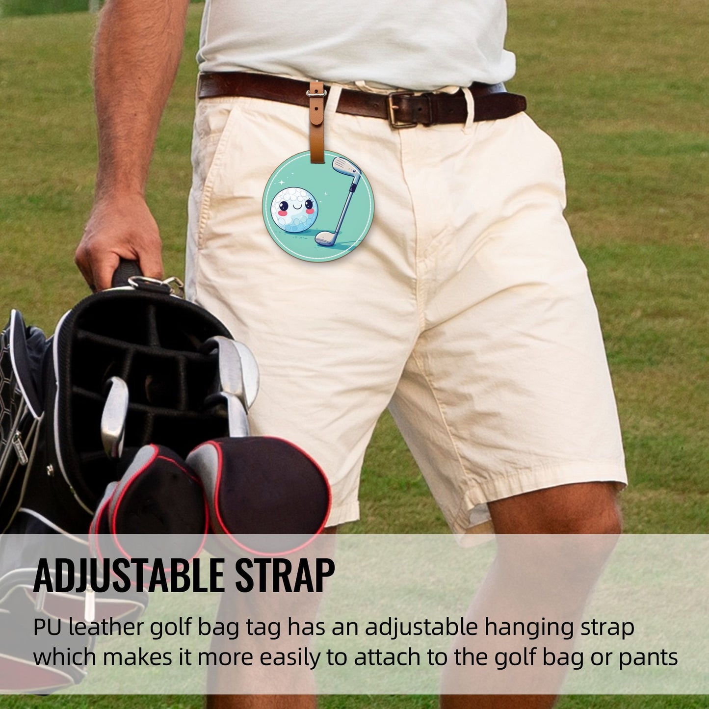 Golf Tee Organizer Bag | Premium Leather Design with 5 Bamboo Golf Tees, Convenient and Stylish Golf Accessory
