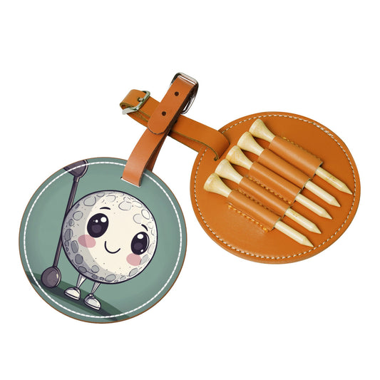 Creative Golf Tee Holder Bag | Cute Cartoon Design | Includes 5 Golf Tees | Convenient Strap Design | High-Quality Leather | Essential Golf Accessory